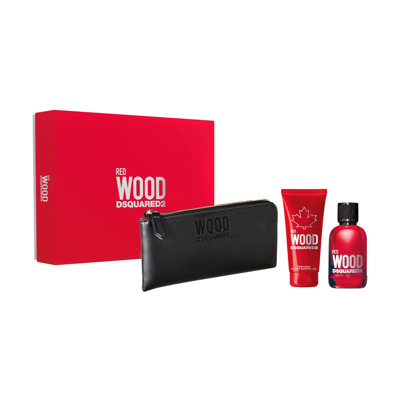 Парфумований набір жіночий Dsquared2 Red Wood Pour Femme (туалетна вода, 100 мл + гель для душу, 100 мл + гаманець)